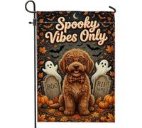 Lot De 2 Drapeaux De Jardin Chien, Citrouilles Festives Fantaisistes, Âme | Drapeaux Décoratifs Polyester aspect lin Double Stitched Garden Flag pour Cadeau Pendre La CréMaillèRe FêTe 30X45cm
