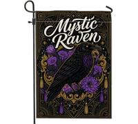 Lot De 2 Drapeaux De Jardin Corbeau Mystique Gothique Fleurs 30X45Cm | Drapeaux Décoration Double Stitched Imperméable Drapeau de résurrection pour Fête Pendre la crémaillère Plate-forme