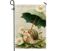 Lot De 2 Drapeaux De Jardin Escargot Mignon Avec Parapluie, Fleur Verte | Drapeaux Décoratifs Double Face Résistant Drapeau Pirate pour FêTe Plate-Forme Pendre La CréMaillèRe 30X45cm