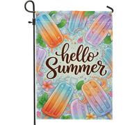 Lot De 2 Drapeaux De Jardin Glace À L'Eau Estivale Aux 30X45Cm | Drapeaux Décoratifs D'Extérieur Léger Double Face Drapeau d'extérieur pour Cadeau Plate-forme Pendre la crémaillère