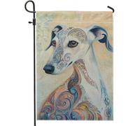 Lot De 2 Drapeaux De Jardin Motif Tourbillonnant Fantaisiste De Lévrier | Drapeaux Décoratifs Double Face Double Stitched Drapeau Pirate pour Patio Plate-Forme Pendre La CréMaillèRe 30X45cm