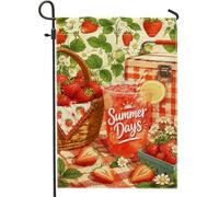 Lot De 2 Drapeaux De Jardin Panier De Limonade Rustique Aux 30X45Cm | Drapeaux Décoration Double Stitched Couleurs vives Drapeau De Cour De Maison pour Pendre la crémaillère Plate-forme Fête