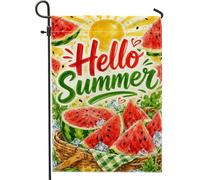 Lot De 2 Drapeaux De Jardin Pastèque Été Panier De Soleil 30X45Cm | Drapeaux Décoration Double Stitched Couleurs vives Drapeau d'extérieur pour Plate-forme Balcon Pendre la crémaillère
