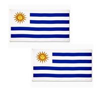 Lot de 2 drapeaux de l'Uruguay de 1,5 x 0,9 m avec œillets en laiton - Drapeau uruguayen en polyester pour matchs de football, zones de fans, affichage de la maison et du jardin