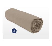 Lot de 2 draps housse beige 100% coton 57 fils 180 x 200 cm - Home Linge Passion - Chambre