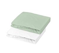 Lot de 2 draps housses 60 x 120 cm Jersey Blanc et Vert