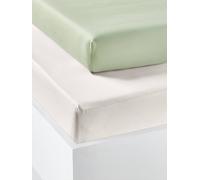 Lot de 2 draps-housses enfant en coton recyclé vert sauge 90X200