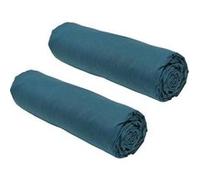 Today Lot de 2 draps housses Essential – 140 x 190 cm – 2 personnes – 100% coton – Paon