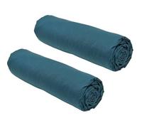 Today Lot de 2 draps housses Essential – 140 x 190 cm – 2 personnes – 100% coton – Paon