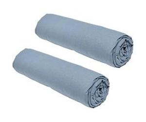 lot de 2 draps housses today essential - 160 x 200 cm - 2 personnes - 100% coton - denim Autre G