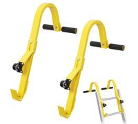 Lot de 2 échelles de toit, support d'échelle, crochets pour toit, avec roue, stabilisateur d'échelle, en acier, adaptateur universel pour échelle en alliage d'aluminium, capacité de charge 300 kg