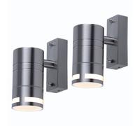 Lot de 2 éclairages muraux de maison design lumières de balcon argentées spot rond en verre en acier inoxydable GU10