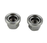 Lot de 2 écrous de roue en acier M9/M10 3/8" pour moyeux de vélo à pignon fixe, fixations antidérapantes avec rondelles intégrées, argent (pour m10)