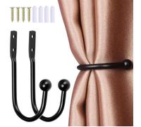 Lot de 2 Embrasse de Rideau en Métal - Forme de U Crochets Attache Rideau avec vis pour rideaux muraux, rideaux de fenêtre