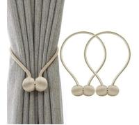 Lot de 2 Embrasses à Rideaux Embrasse Rideau Aimantée Tressage Magnétiques Rideaux Boucle (Beige)