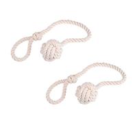 Lot de 2 embrasses de rideaux en corde - Connexion facile à nouer - Maintient vos rideaux de fenêtre ouverts - Tricotées à la main - Coton naturel - Couleur beige clair neutre - Une paire (lot de 2) -