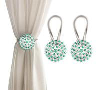 Lot de 2 embrasses magnétiques pour Rideaux en Forme de Fleur en Cristal étincelant avec Fil à Ressort hautement élastique pour la décoration de la Maison et du Bureau (Vert)