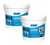 Lot de 2 enduits de lissage en pâte pour murs et plafonds Semin - intérieur - Seau de 1,5 kg