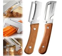 Lot de 2 éplucheurs Multifonctionnels pour la Cuisine, Acier Inoxydable Résistant, Éplucheur Multifonction 3 en 1 Légumes et Fruits, Ouvre-Bouteilles et Coupe Ciboulette (2PCS)