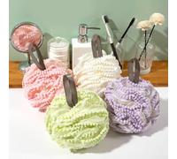 Lot de 2 éponges de bain exfoliantes en maille pour peau soyeuse - Éponge de douche douce avec boucle de suspension, alternative en luffa à séchage rapide pour salle de bain, 19 x 13,5 cm (blanc)