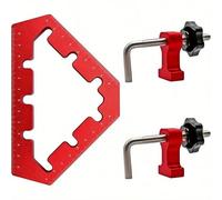 Lot de 2 équerres de serrage pour le travail du bois 45/90 degrés, pince triangulaire à angle droit, pince d'angle à 90 degrés, alliage d'aluminium rouge
