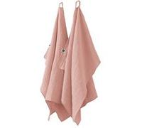Lot de 2 Essuie-mains 50x70cm Gaze de Coton Rose Pêche - OUREA - ALTOBUY Rose G