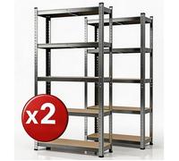 Lot de 2 Étagère Charge Lourde établi pour charges lourdes 180 x 40 x 90 cm - 5 niveaux, 875 kg