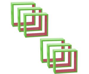 Lot de 2 Étagère de conception 3 pièces MDF lumière vert haute brillance décoration de la fille rose