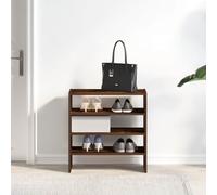 Lot de 2 étagères à chaussures empilables chêne fumé 60 x 30 x 30,5 cm | Panneau de particules résistant, montage vertical ou latéral, facile à nettoyer, avec fixation murale