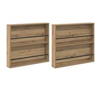 Lot de 2 étagères à revues en chêne Artisan 80 x 12 x 70 cm | Montage mural, étagères réglables, surface facile d'entretien, moderne, minimaliste, pour salon et bureau à domicile