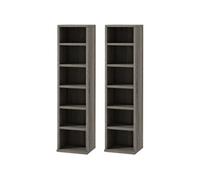 HomCom Armoire de rangement CD-DVD Lot de 2 colonnes 6+6 compartiments 204 CD Gris