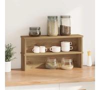 Lot de 2 étagères de cuisine empilables en chêne Artisan, 50 x 15 x 16 cm, organiseur pour ustensiles de cuisine, porte-couverts, porte-cuillères, porte-éponge, plan de travail, tiroir, évier