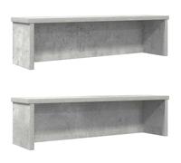 Lot de 2 étagères de cuisine empilables - Gris béton - En bois - 60 x 15 x 16 cm - Organiseur de cuisine pour plan de travail et tiroir - Porte-ustensiles, porte-couverts, porte-éponge