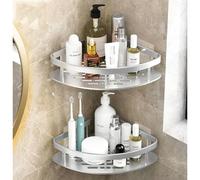 Lot de 2 étagères de douche sans perçage, étagère d'angle murale pour salle de bain, argentée, 28 cm, pour cuisine