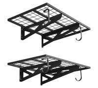 VEVOR Étagère Murale Garage 2 Niveaux Étagère Rangement Murale Garage 91,4x62x21 cm pour Garages, Buanderies, Ateliers, en Acier, avec Crochets, Charge 113 kg par Niveau, Charge Totale 227 kg, Noir