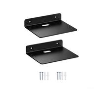 Lot de 2 étagères flottantes en acrylique transparent 15 x 11 cm - Support mural pour pot de plantes, appareil photo, haut-parleur - Fixation invisible - Noir
