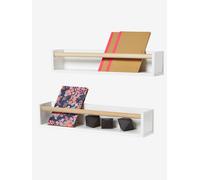 Lot de 2 étagères livres blanc/bois TU