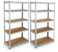 IDMarket - Lot de 2 étagères modulables charges lourdes métal H.220 cm | Avec 10 plateaux