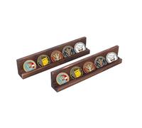 Lot de 2 étagères murales en bois - Pour Challenge Coins et jetons de poker - Bois foncé rustique - 31,8 x 6,4 x 3,8 cm - Étagère de rangement élégante