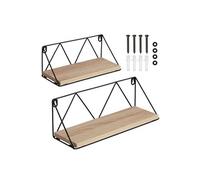 Lot de 2 étagères murales style industriel Bois clair industriel, Chêne Sonoma
