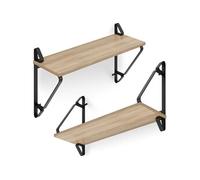 Lot de 2 étagères murales style industriel Bois clair industriel, Chêne Sonoma