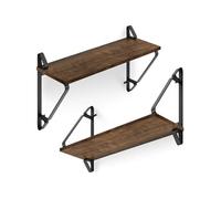 Lot de 2 étagères murales style industriel Bois foncé industriel, rustique