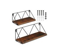 Lot de 2 étagères murales style industriel Bois foncé industriel, rustique