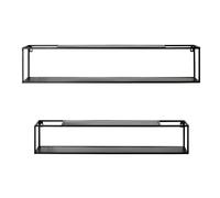 HAKU Lot de 2 étagères murales métal Noir L 75/85 x H 14/17 x P 14/17 cm – Style moderne