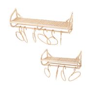 Lot de 2 étagères porte-manteaux en rotin et bambou L100 cm