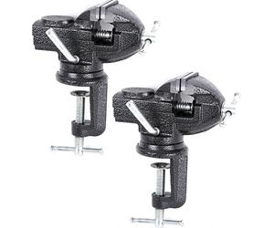 lot de 2 - Etau de 80mm avec mâchoires de protection pour percer, souder, poncer | Etau d'établi avec plateau tournant à 360° | Etau de table de bricolage en noir pour montage sur établi | Enclume d'é