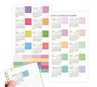 Lot de 2 étiquettes colorées 2026 avec calendrier et journal pour maison, école, bureau, agenda, étudiant et enseignant