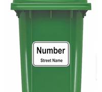 Lot de 2 Étiquettes Pour Poubelles Personnalisable Avec Le N° de Votre Maison et le Nom de Votre Rue Autocollants sur Mesure pour Bacs à Déchets