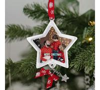 Lot de 2 étoiles de Noël personnalisées avec Photo et Texte. Décoration de Noël. Boule de Noël personnalisée. Cadeau personnalisé avec Photo. Boule Mon 1er Noel. Boule a Neige Personnalisable