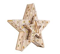 Lot de 2 étoiles en bois avec 16 LED - 33,5 x 33,5 x 6 cm - Étoile lumineuse de Noël - Décoration de table et de fenêtre